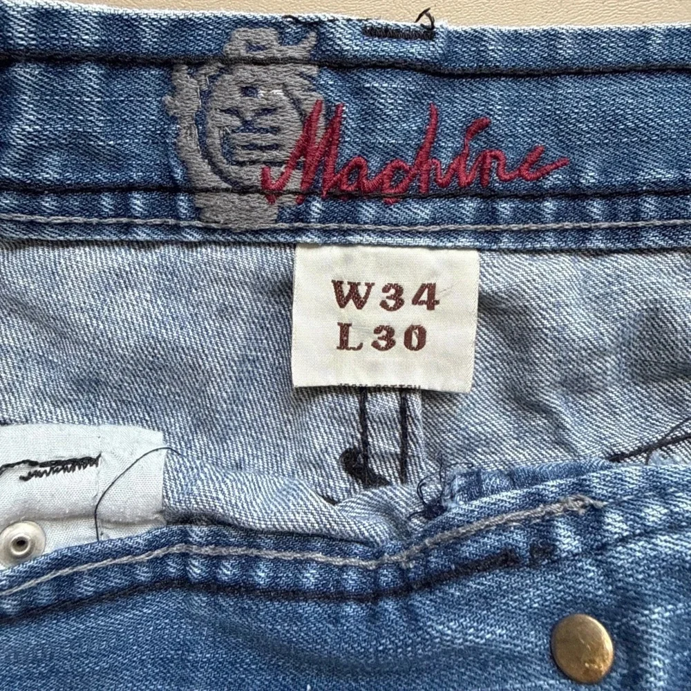 Machine Jeans Straight Leg Mens 34x30 Blue Medium Wash Y2K Grunge Skater Denim